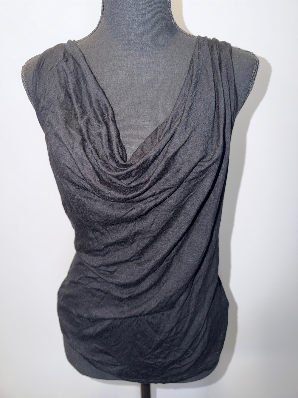 Deb Black Draped Cowl Neck Sleeveless Top